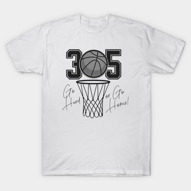 305 Miami Basketball Passion T-Shirt by Spark of Geniuz